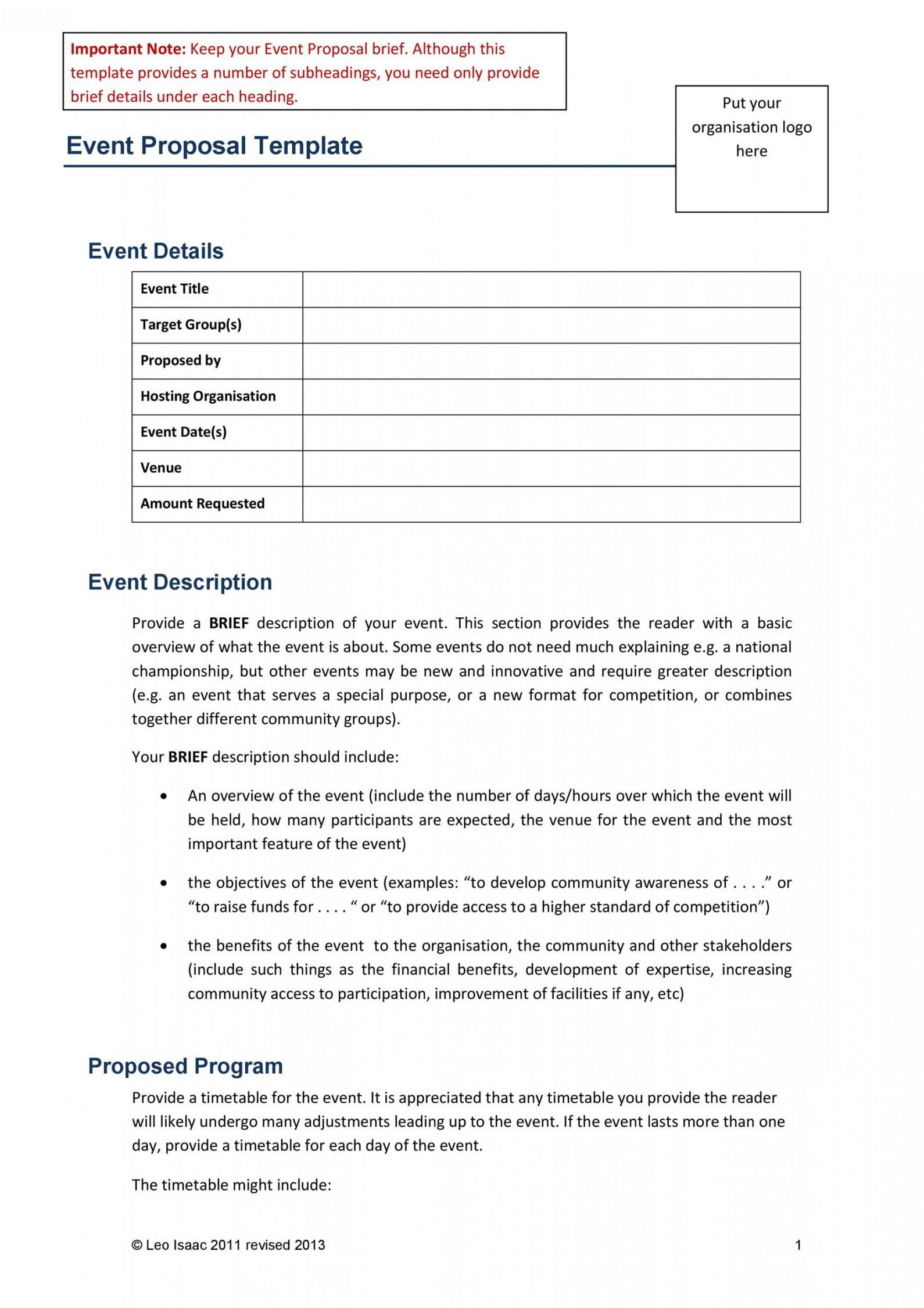 Best Event Proposal Templates & Free Examples ᐅ TemplateLab