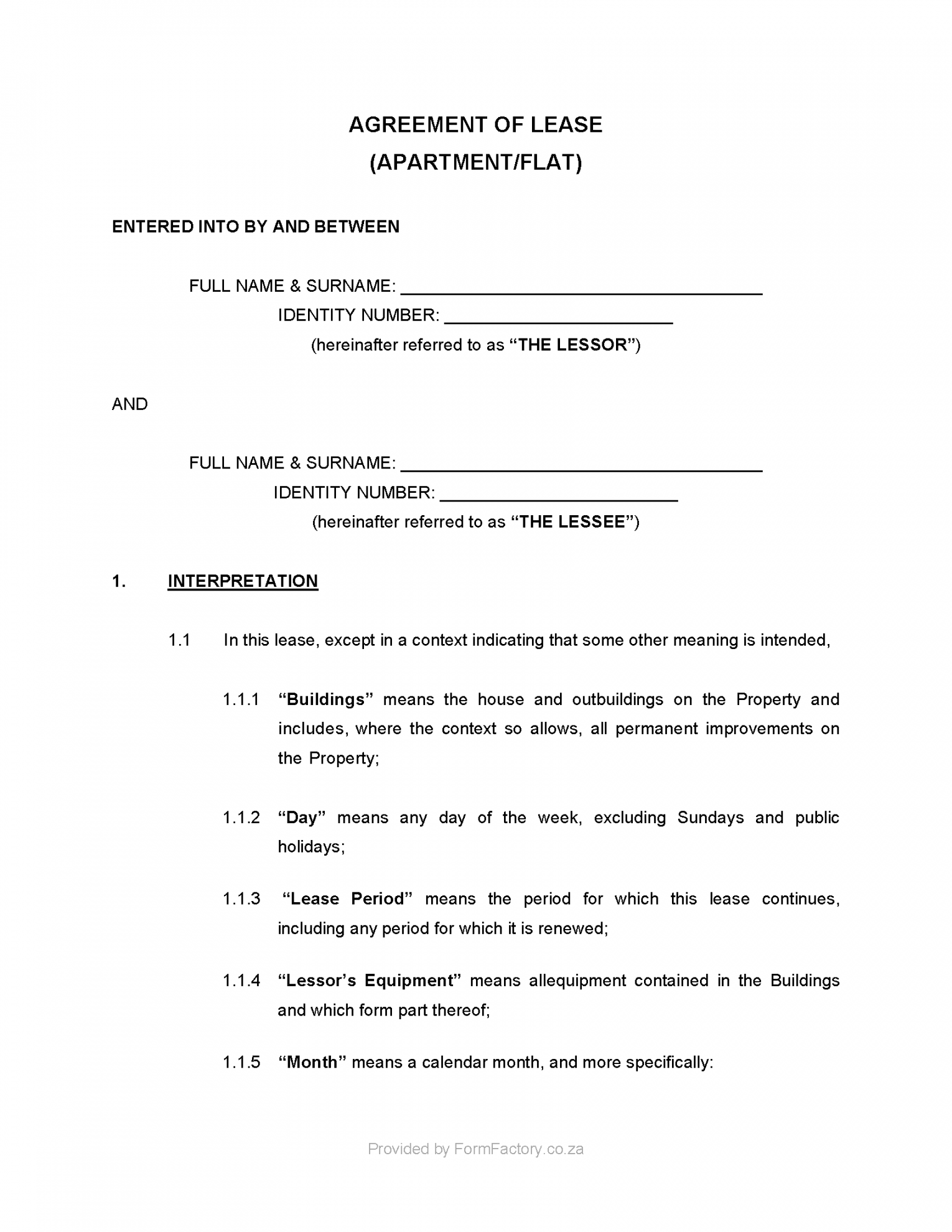 Download Residential Lease Agreement Template - FormFactory