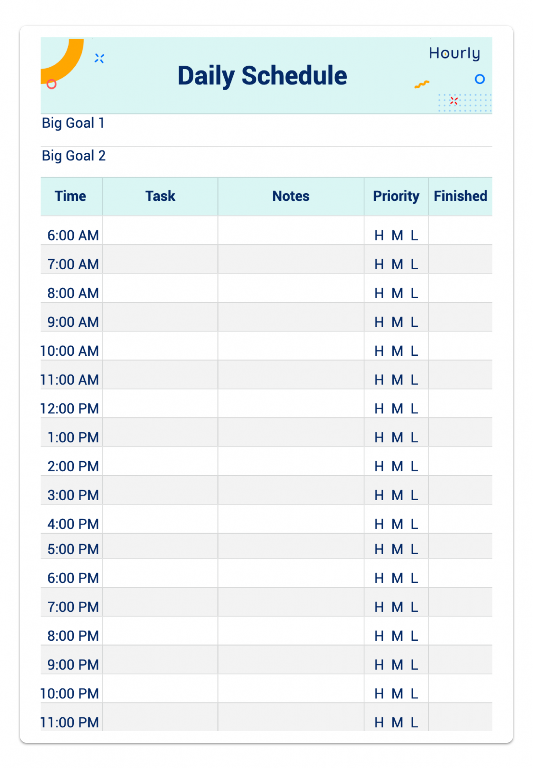 Excel Template Hourly Schedules to Keep You on Track - Hourly, Inc.