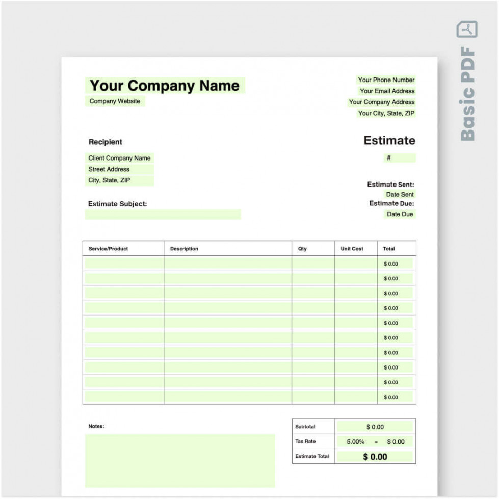 Free Contractor Estimate Template - Customize & Download Now  Jobber