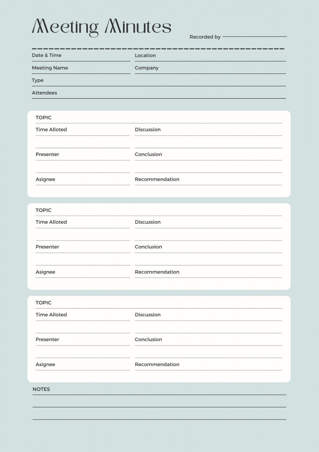 Free, editable, printable meeting minutes templates  Canva