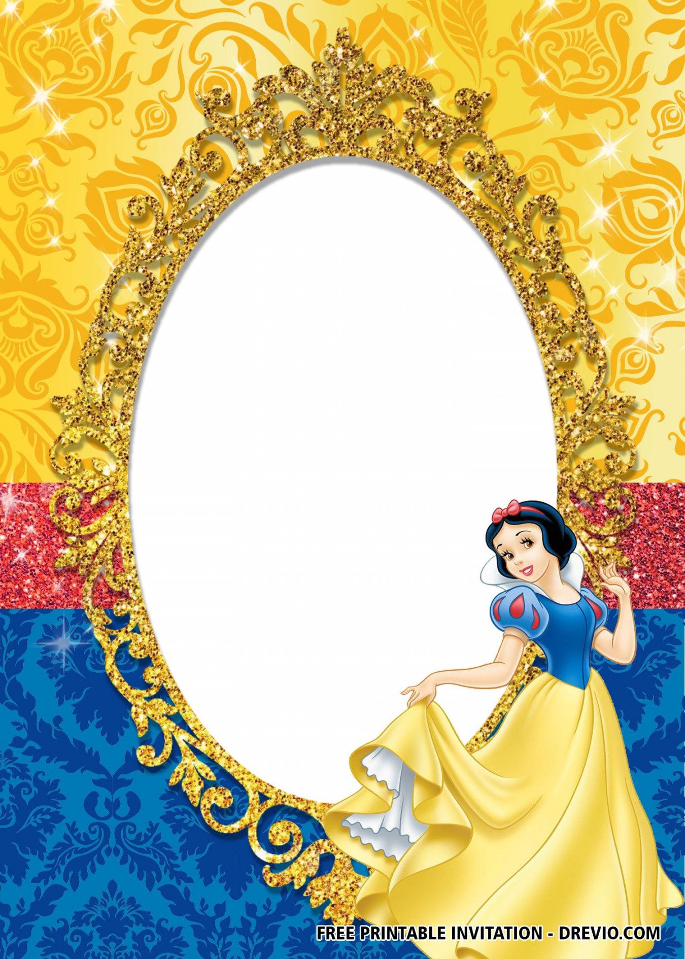 FREE Princess Snow White Invitation Templates  Snow white