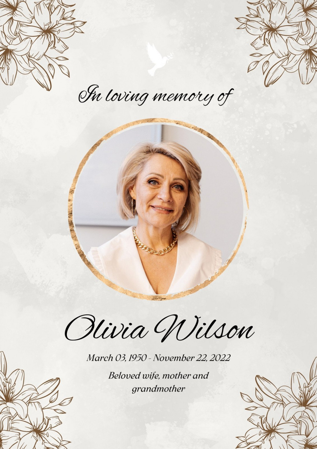 Free printable, customizable funeral program templates  Canva