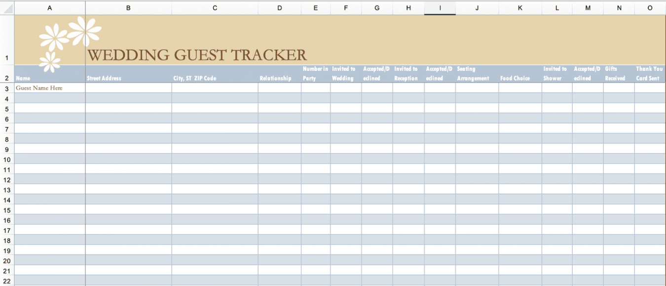 Free Wedding Guest List Templates and Managers