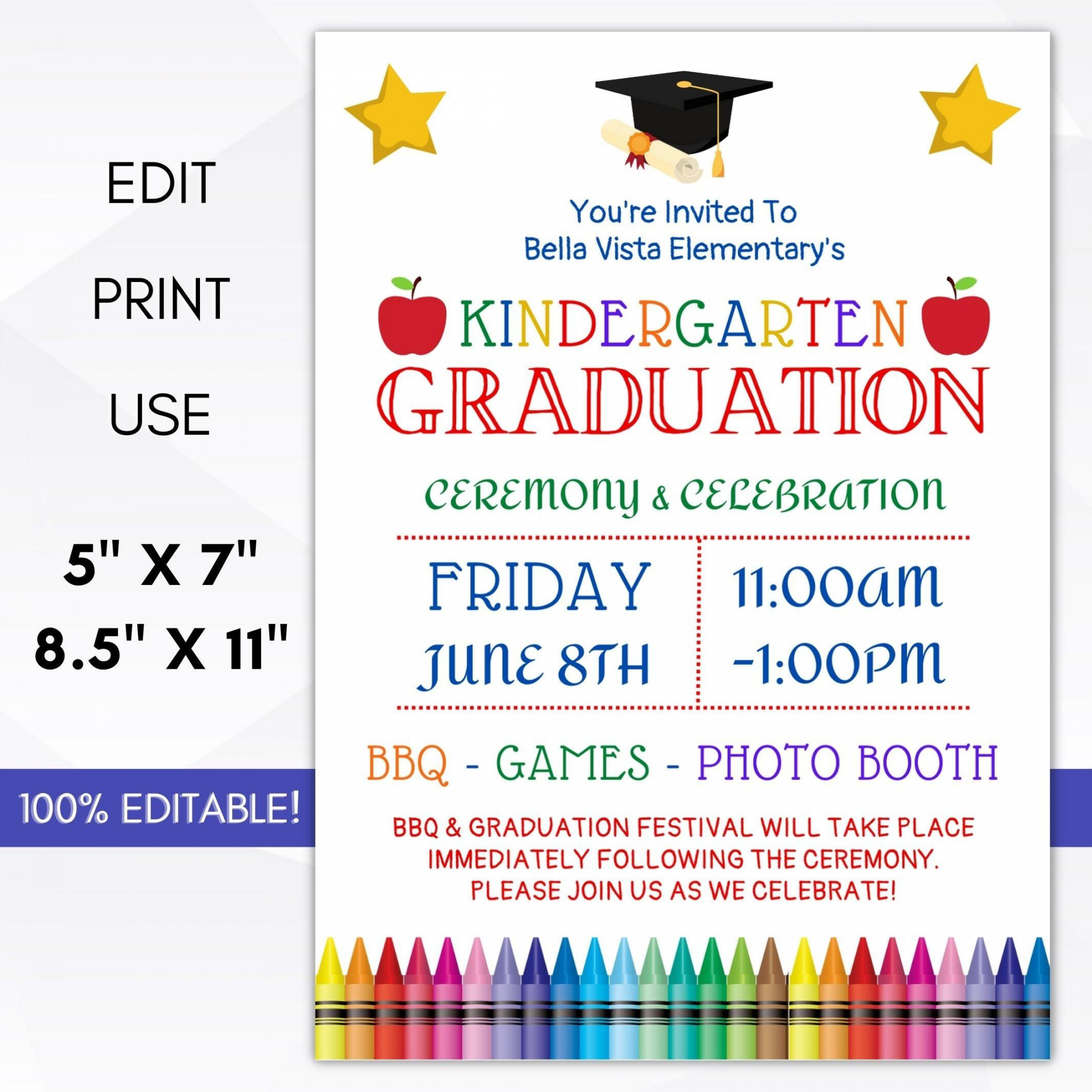 Kindergarten Graduation Ceremony Invite – Simple Desert Designs