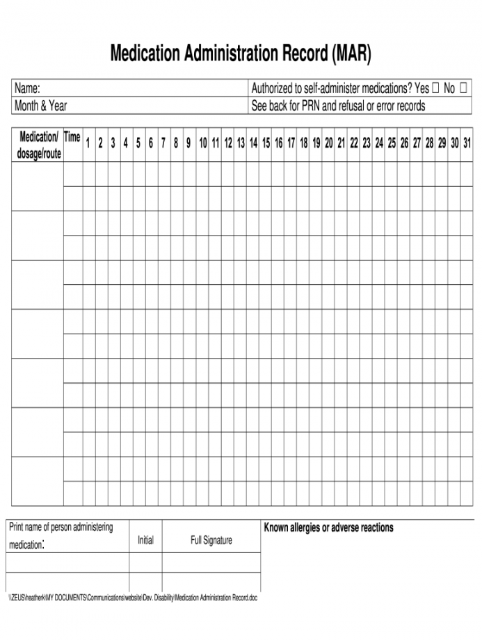 Medication Administration Record - Fill Online, Printable