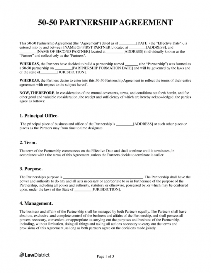 / Partnership Agreement  Free PDF & Word Template  LawDistrict