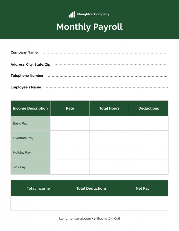 Payroll Summary Report Template