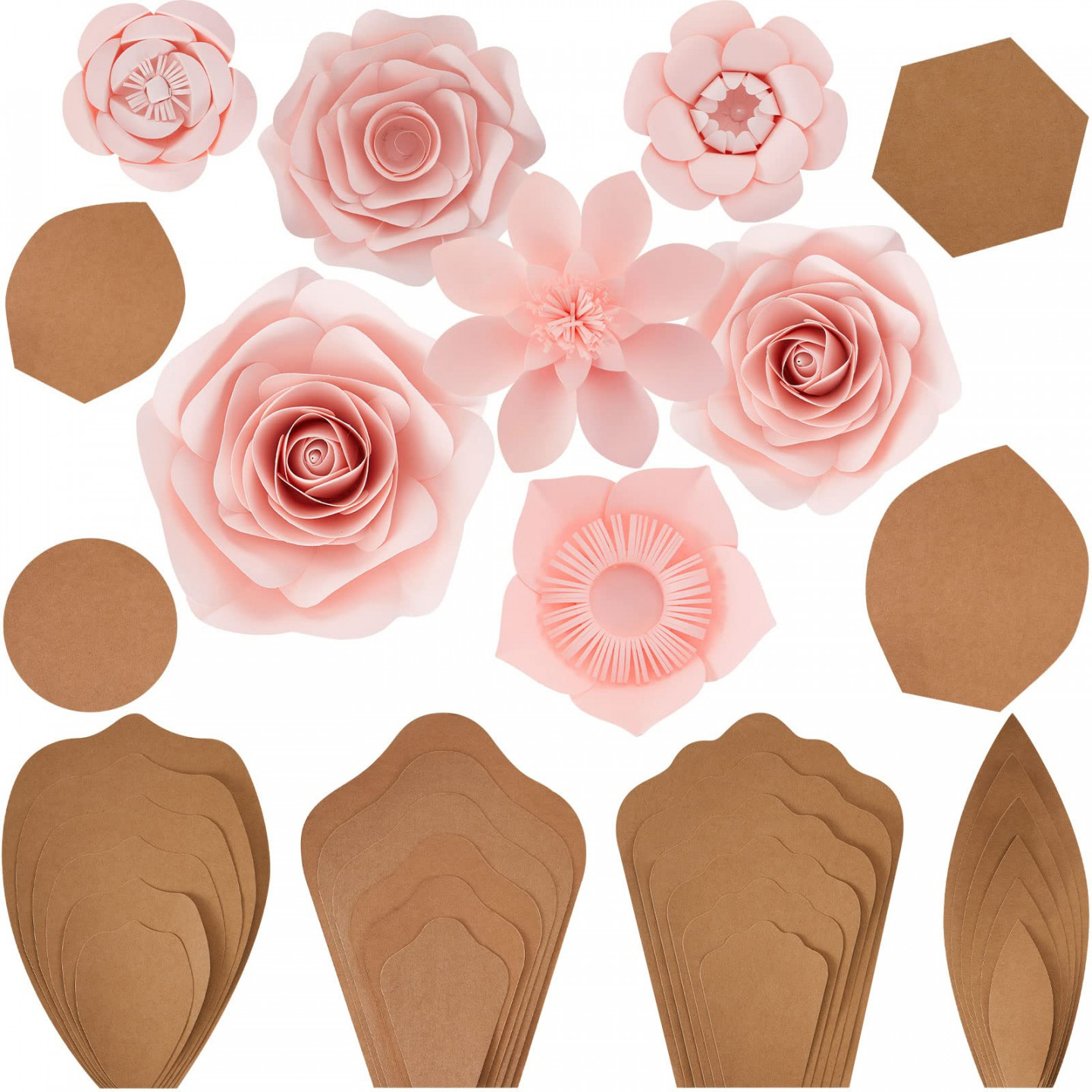 Pieces DIY Paper Flower Template Set, Paper Flower Decorations for Wall,  Rose, Peony, Daisy, Daffodils, Paper Flowers, Baby Shower, Photography