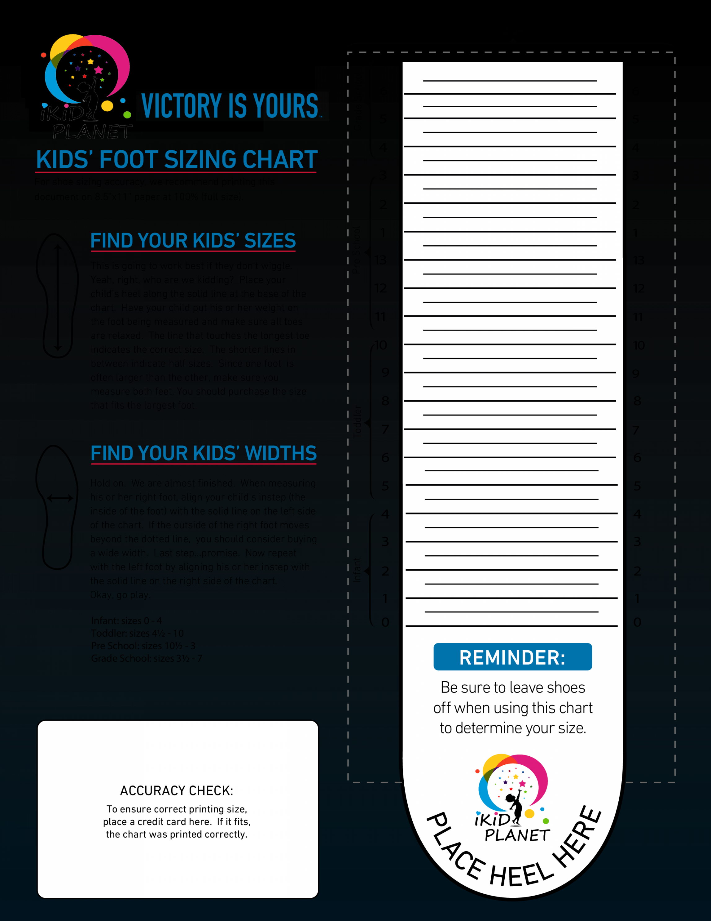 Printable Shoe Size Chart - Kids Shoes In Canada & USA  IKid Planet