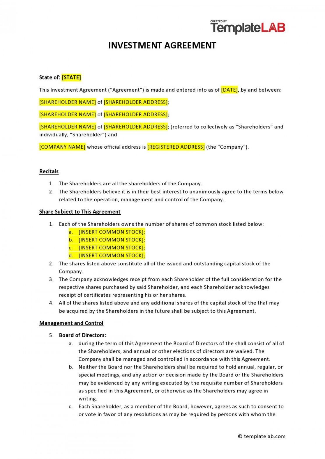 Professional Investment Contract Templates [Free] ᐅ TemplateLab