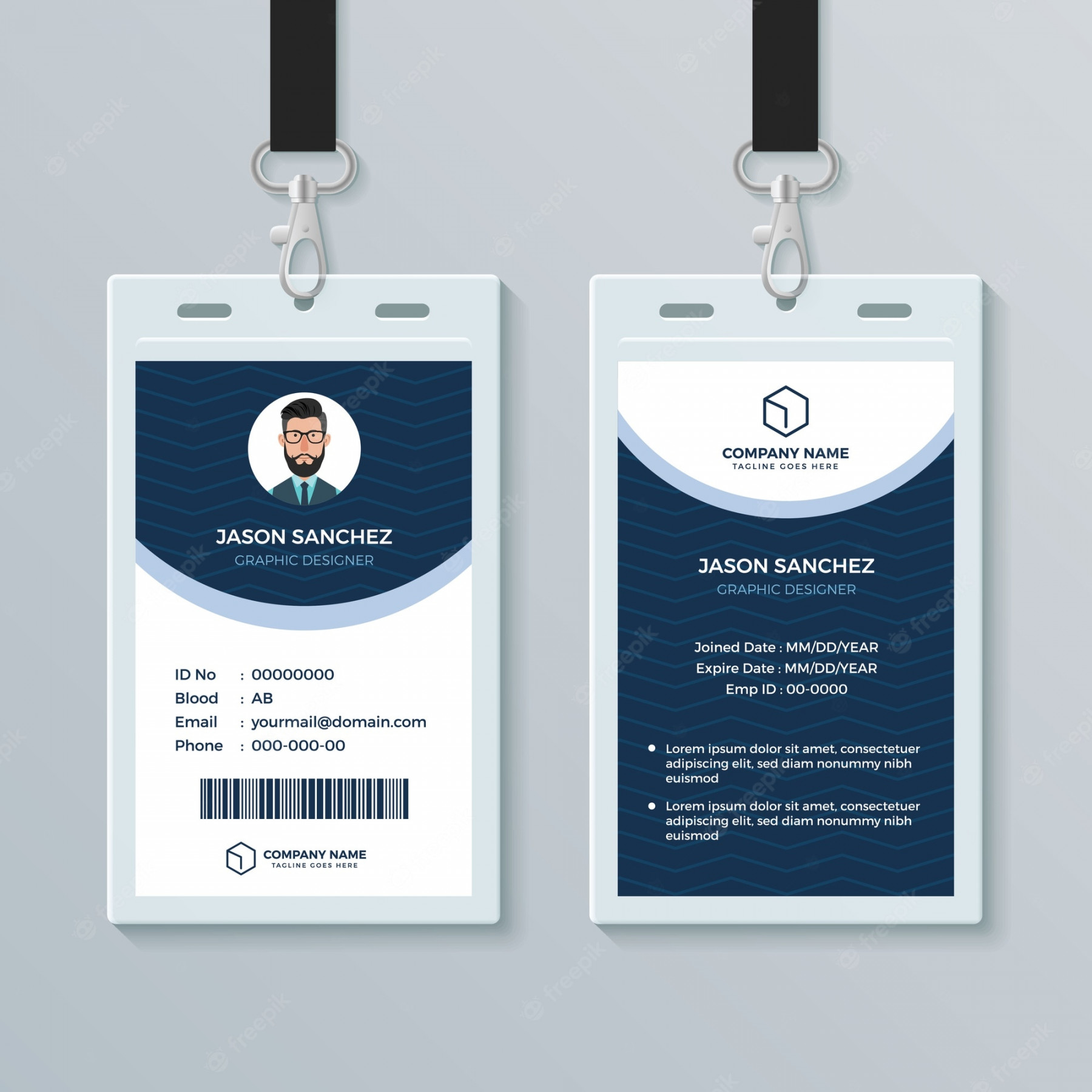 Saubere und moderne mitarbeiter id card design template  Premium