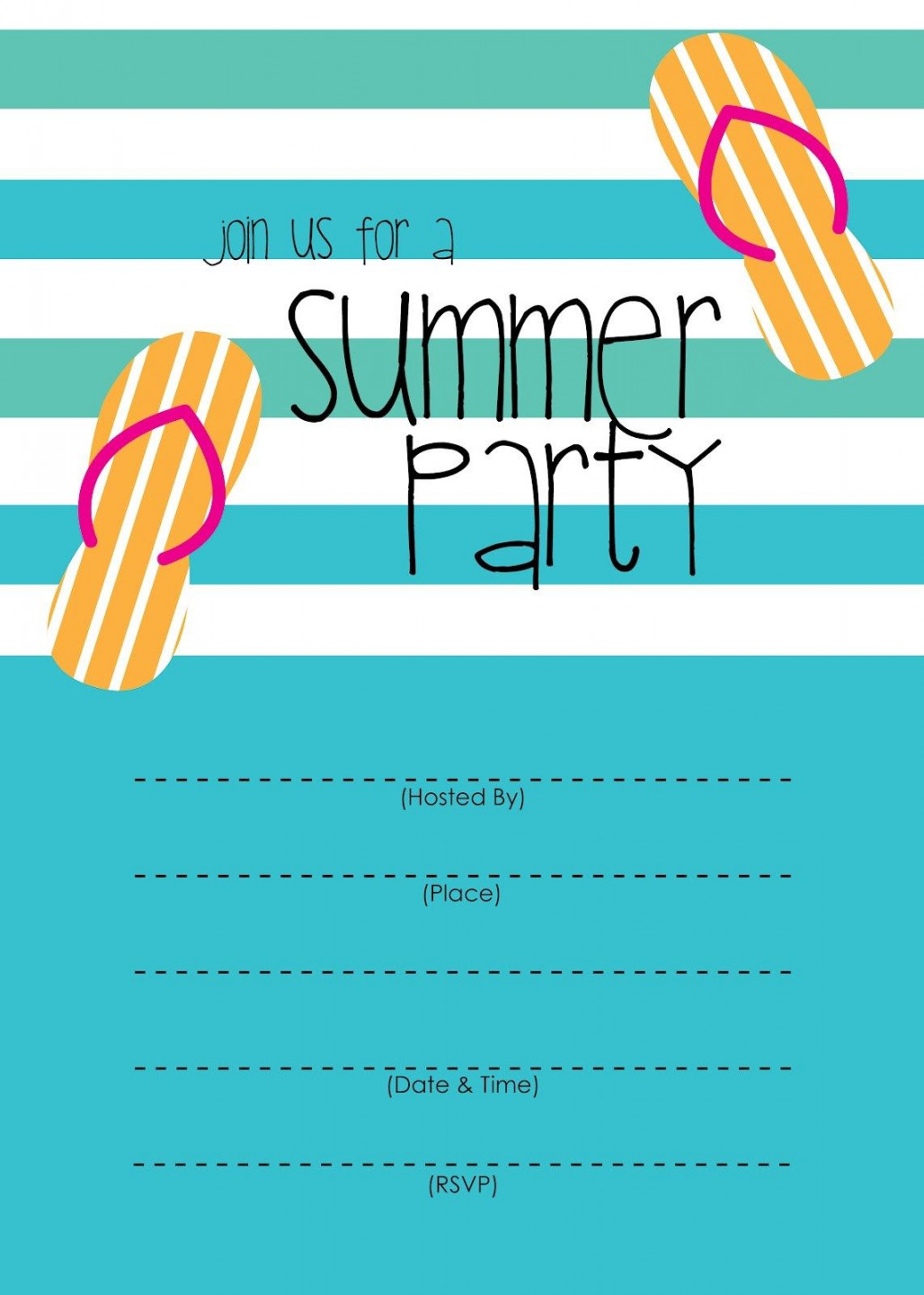 Summer Party Invitation – Free Printable  Party invite template