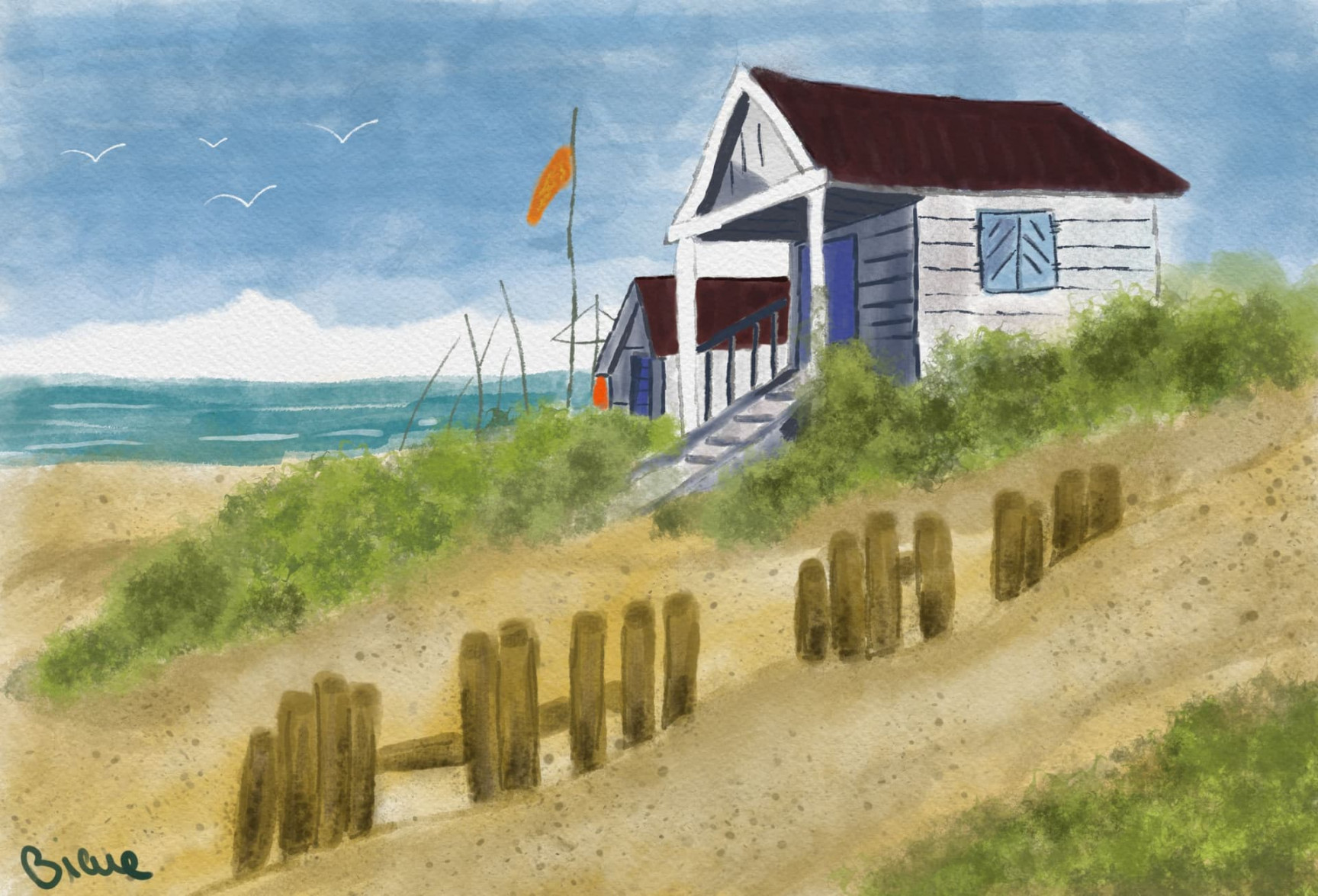 Watercolor next step - Beach Hut - Finished Artworks - Krita Artists