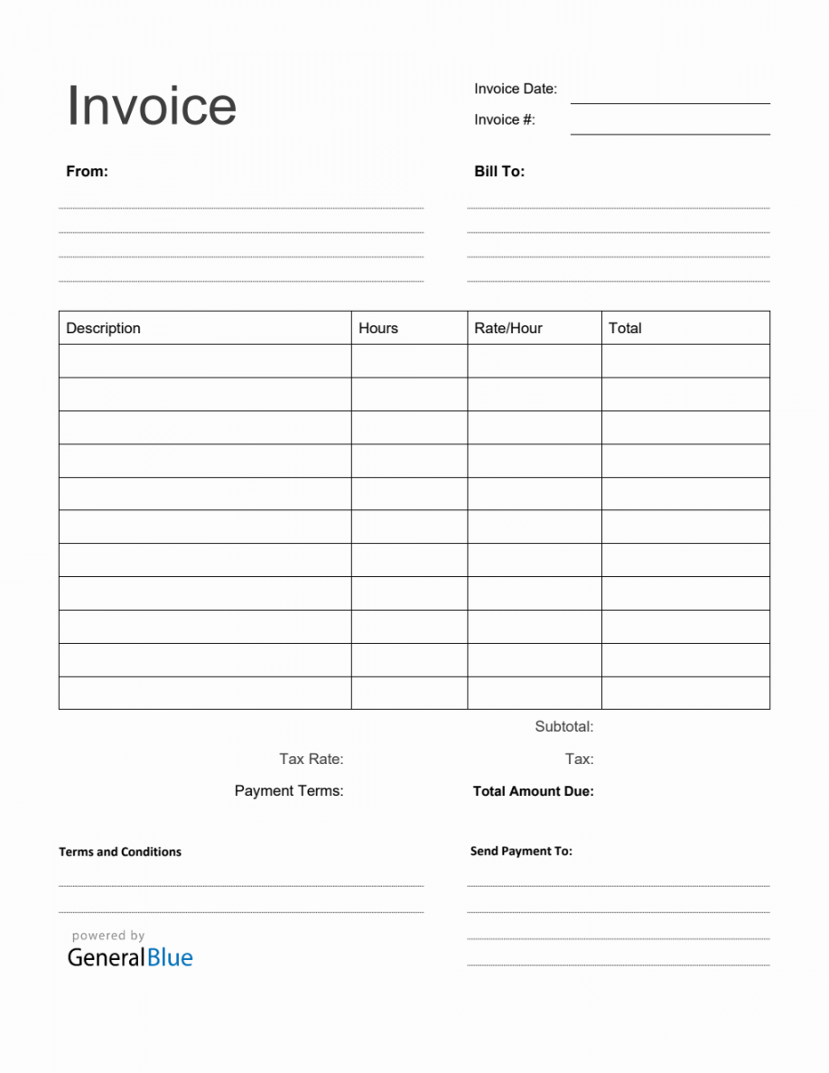 Blank Invoice Template in Word Printable