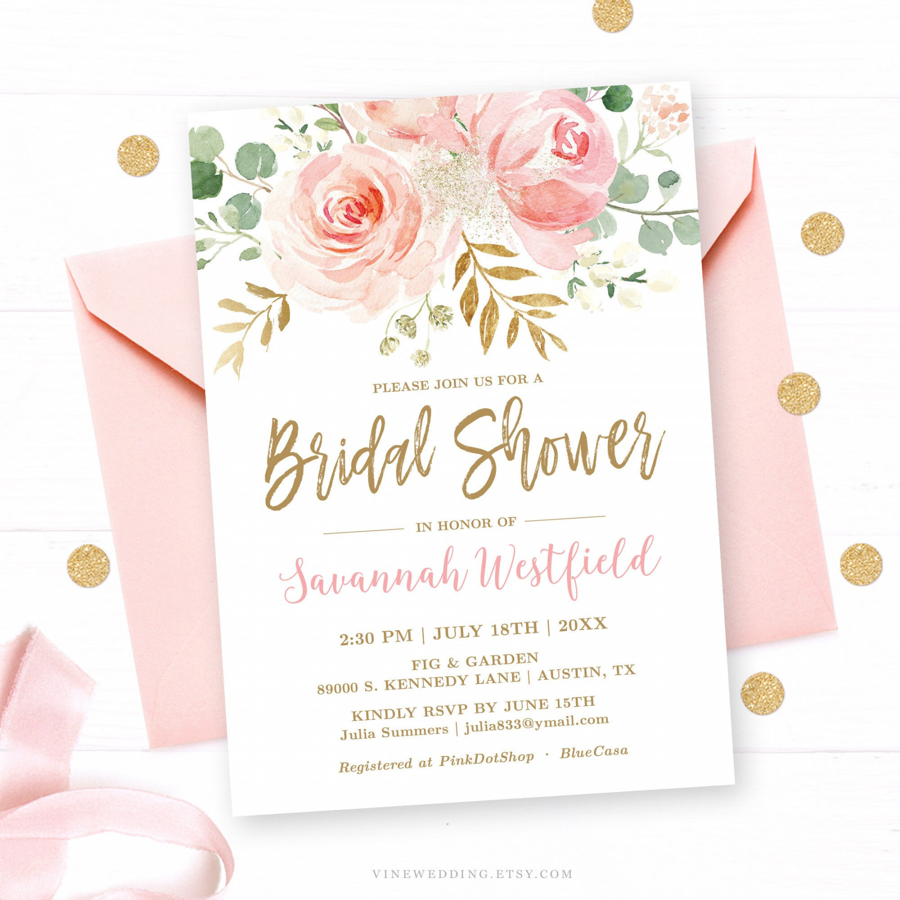 Bridal Shower Invitation Template Editable Printable Bridal - Etsy