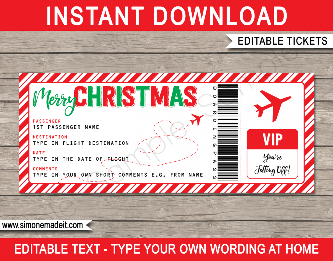 Christmas Gift Boarding Pass Ticket