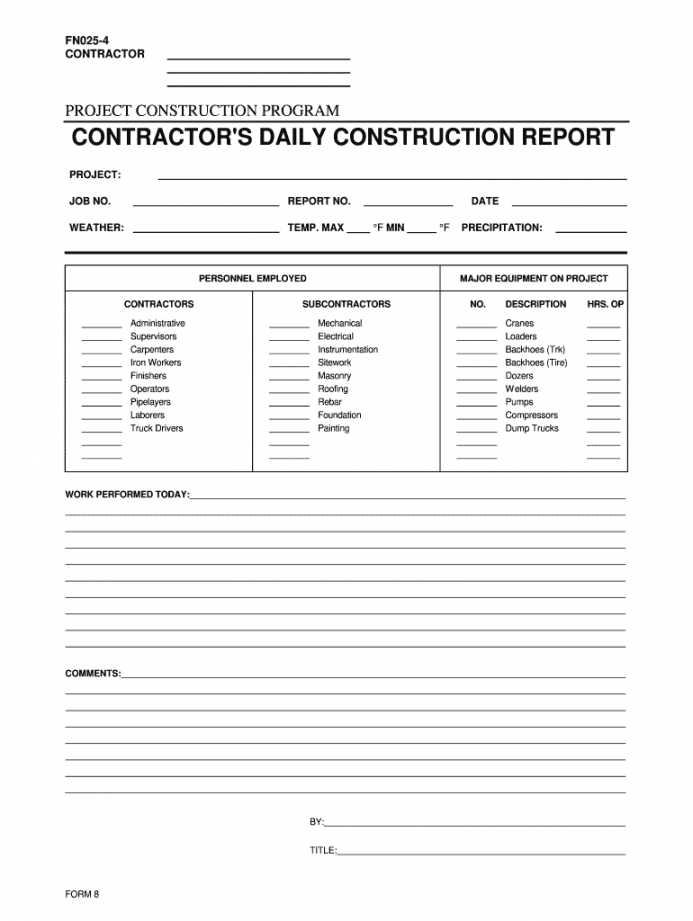 Construction Daily Report Template - Fill Online, Printable