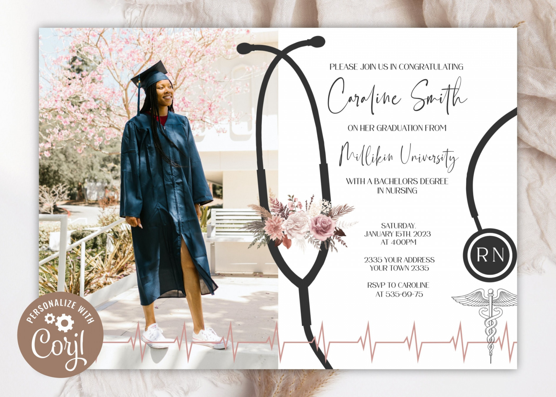 Editable Nursing Graduation Invitation With Photo Registered - Etsy