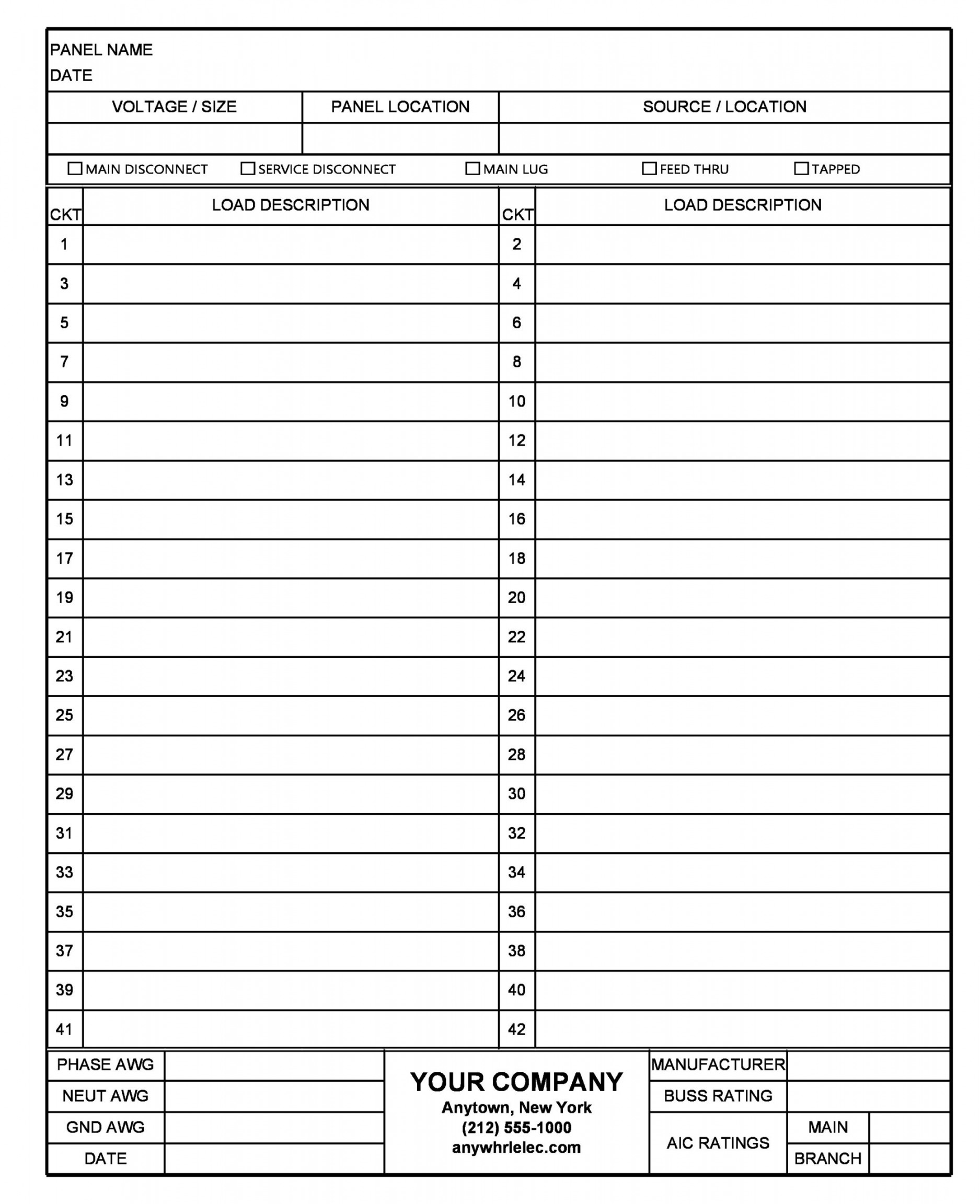 Fillable Panel Schedule Templates (Excel & Word) ᐅ TemplateLab