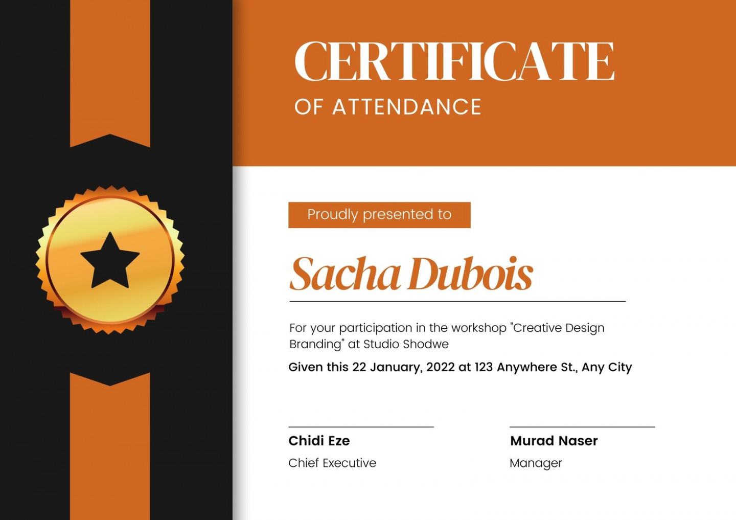 Free custom printable attendance certificate templates  Canva