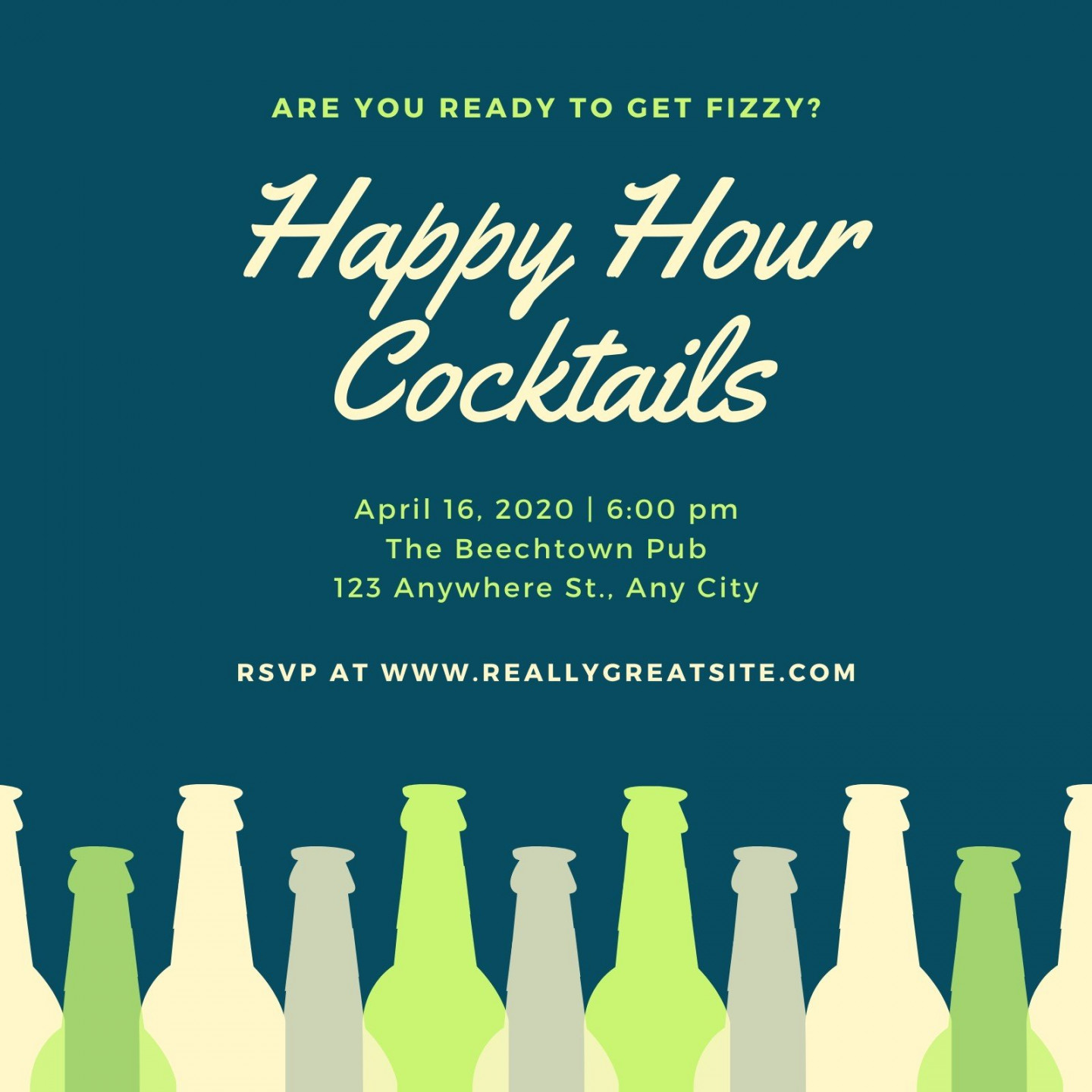 Free custom printable happy hour invitation templates  Canva