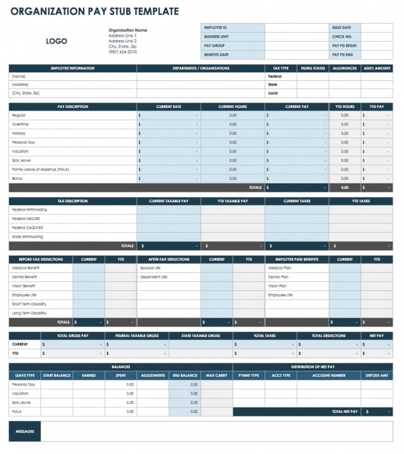 Free Pay Stub Templates   Smartsheet