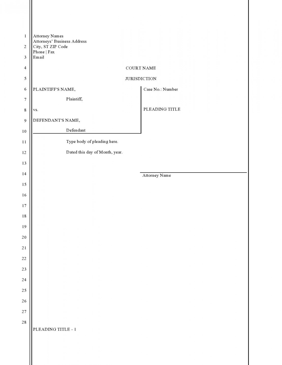 Free Pleading Paper Templates [Word, PDF] ᐅ TemplateLab