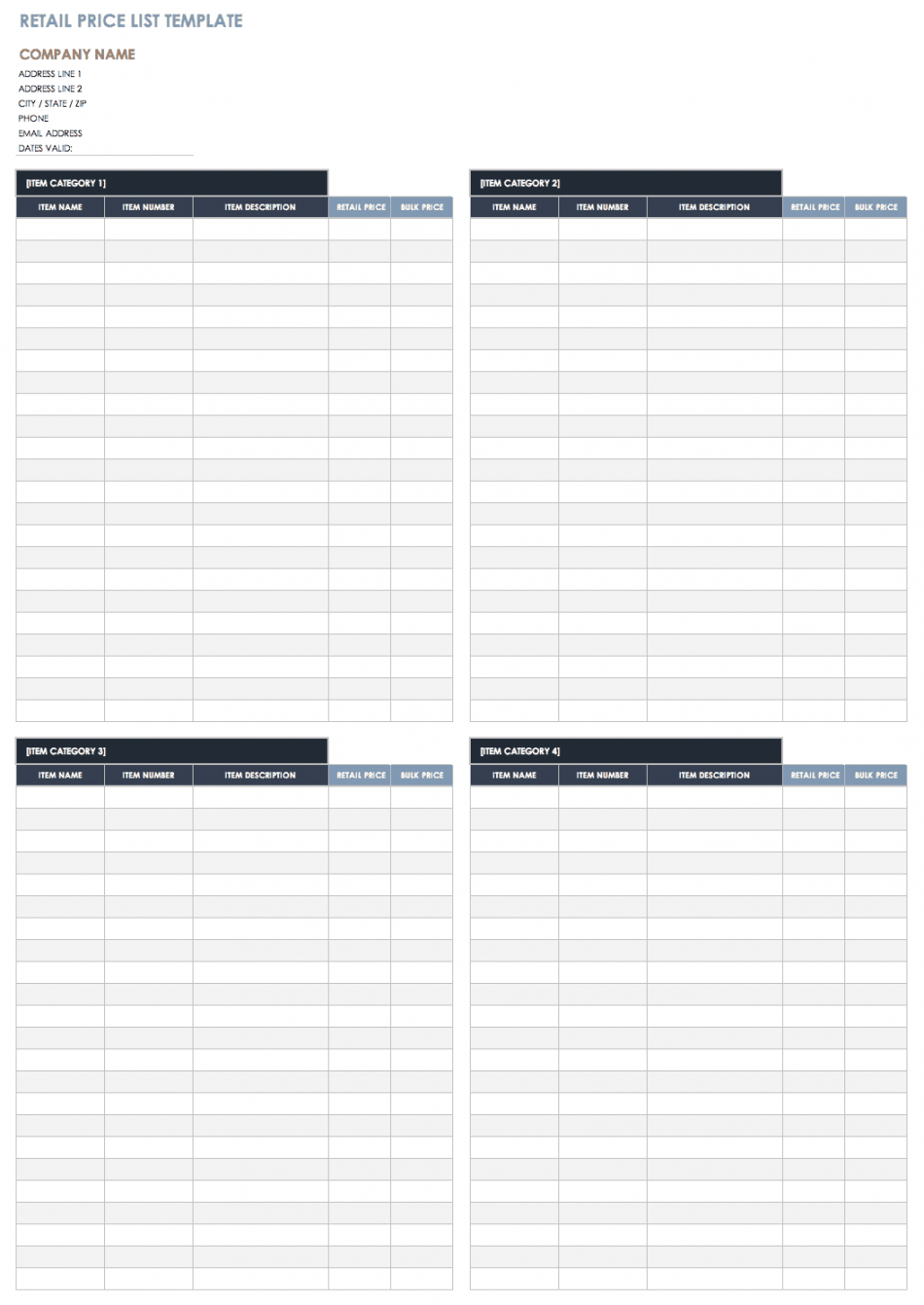 Free Price List Templates  Smartsheet