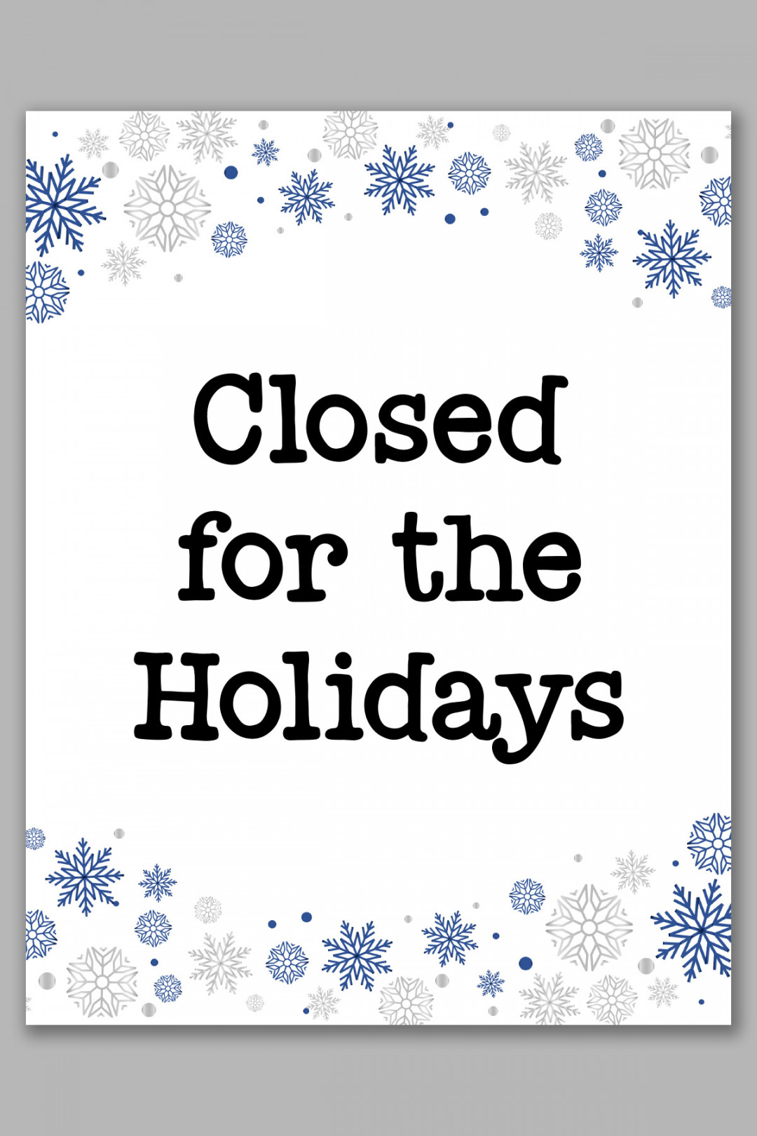 Free Printable Closed for Christmas Sign Template Set