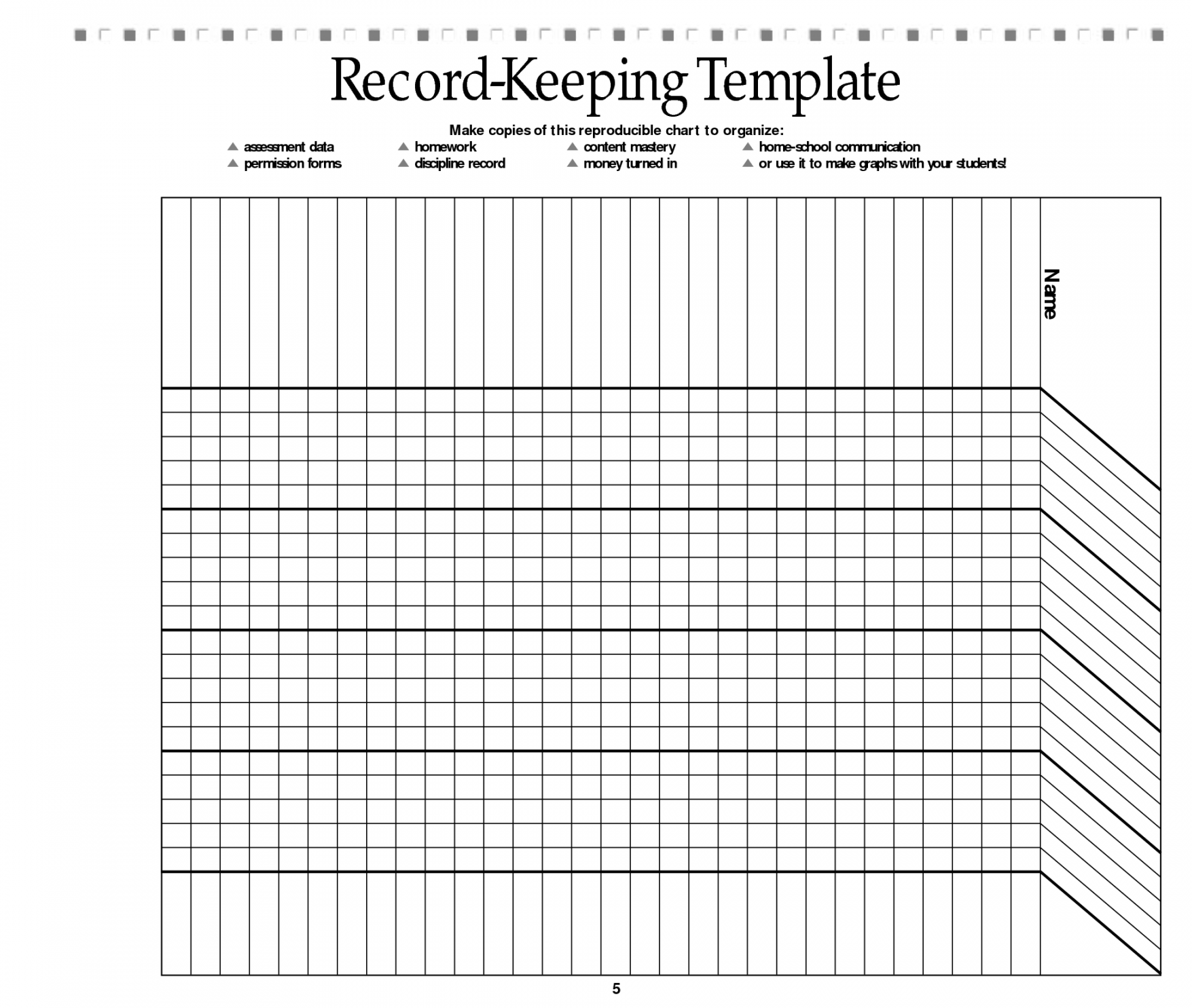 Free Printable Record Keeping Forms  Grade book printable