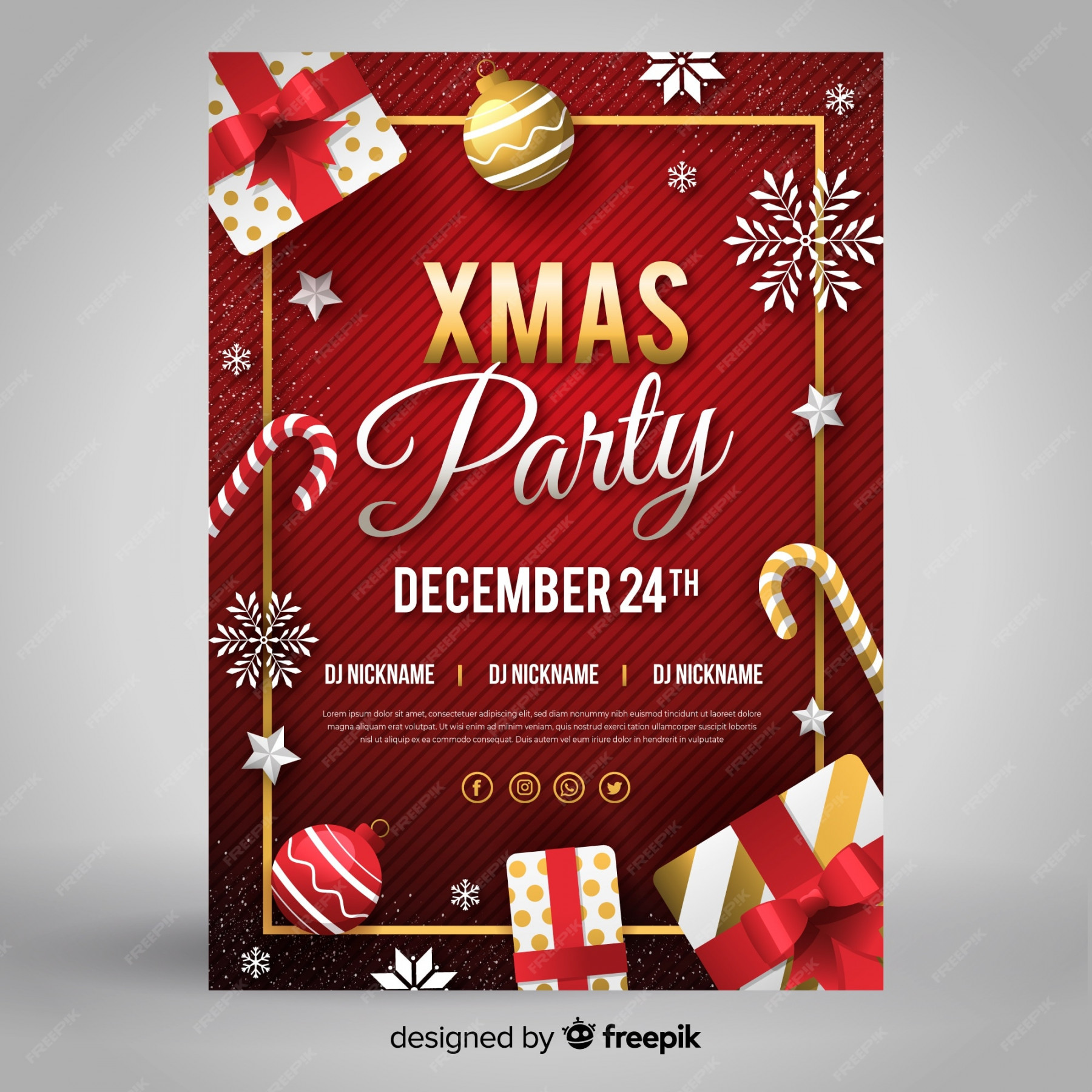 Free Vector  Flat deign christmas party flyer template