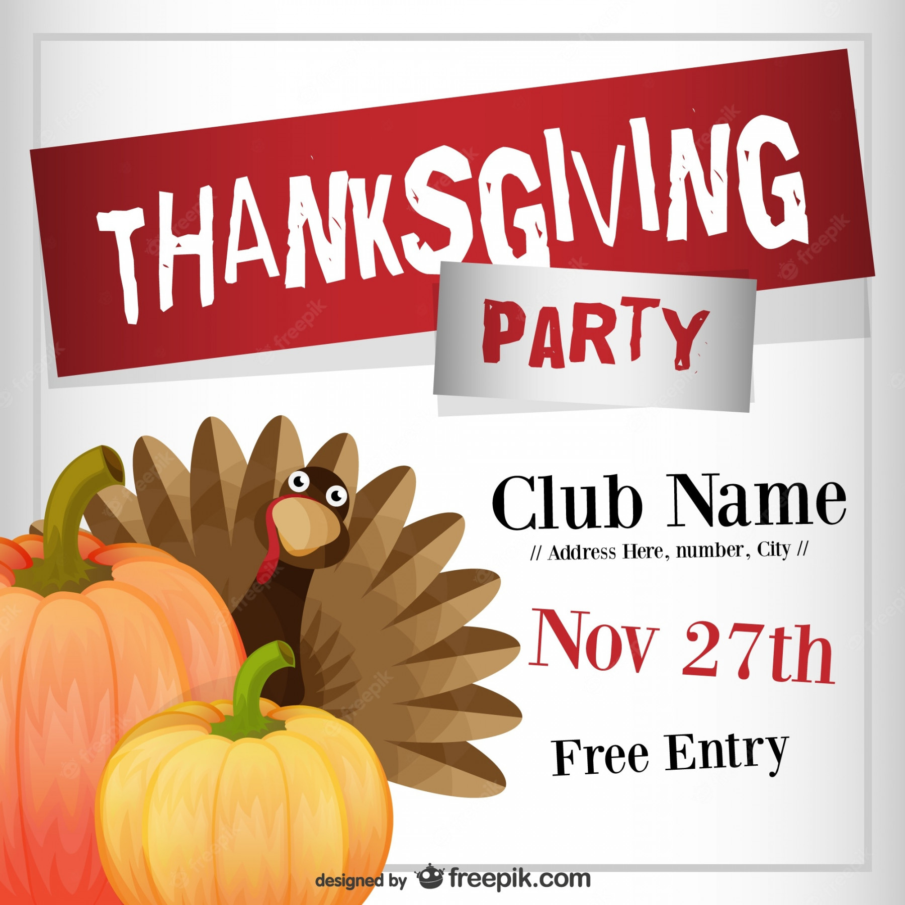 Free Vector  Thanksgiving party flyer template