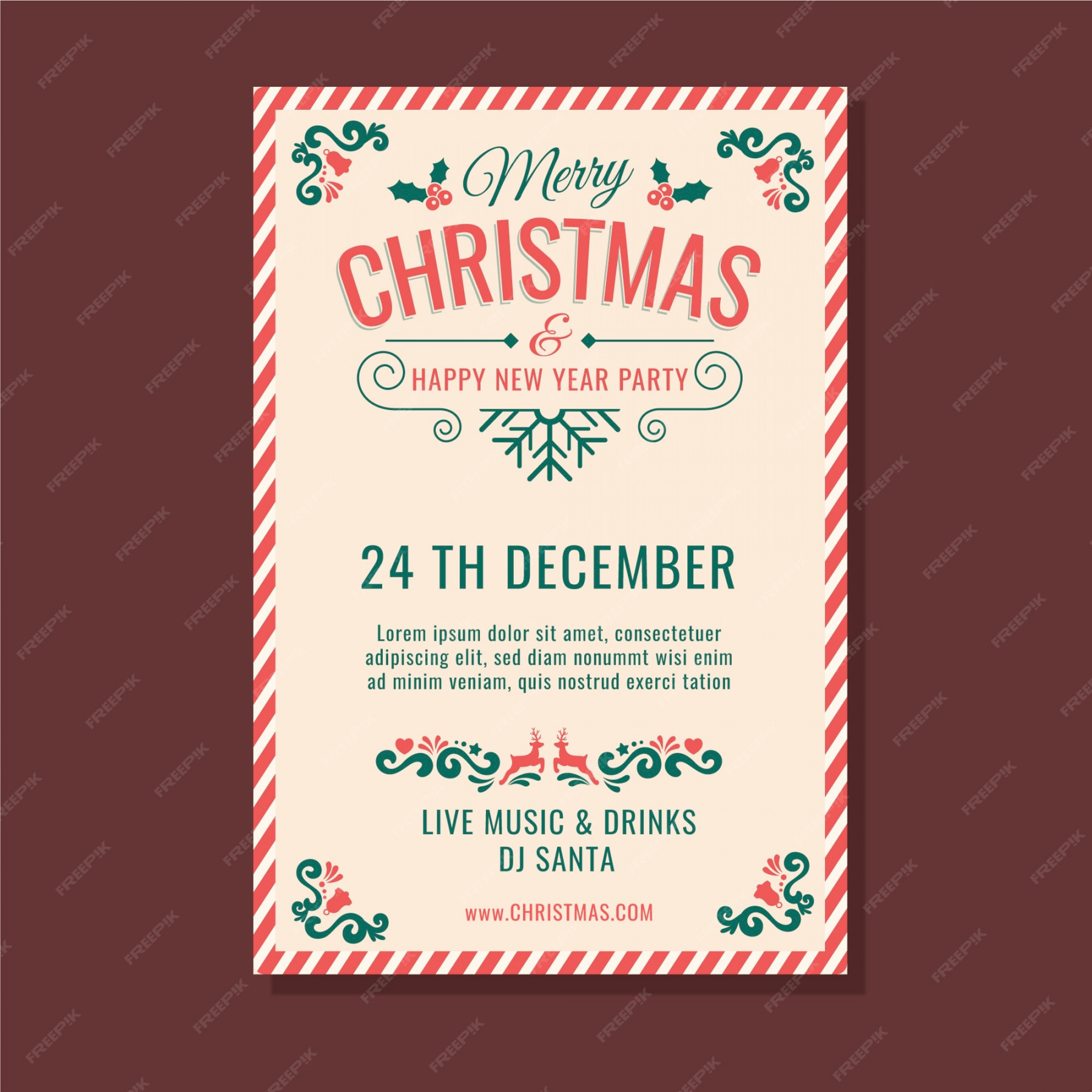 Free Vector  Vintage christmas party flyer template