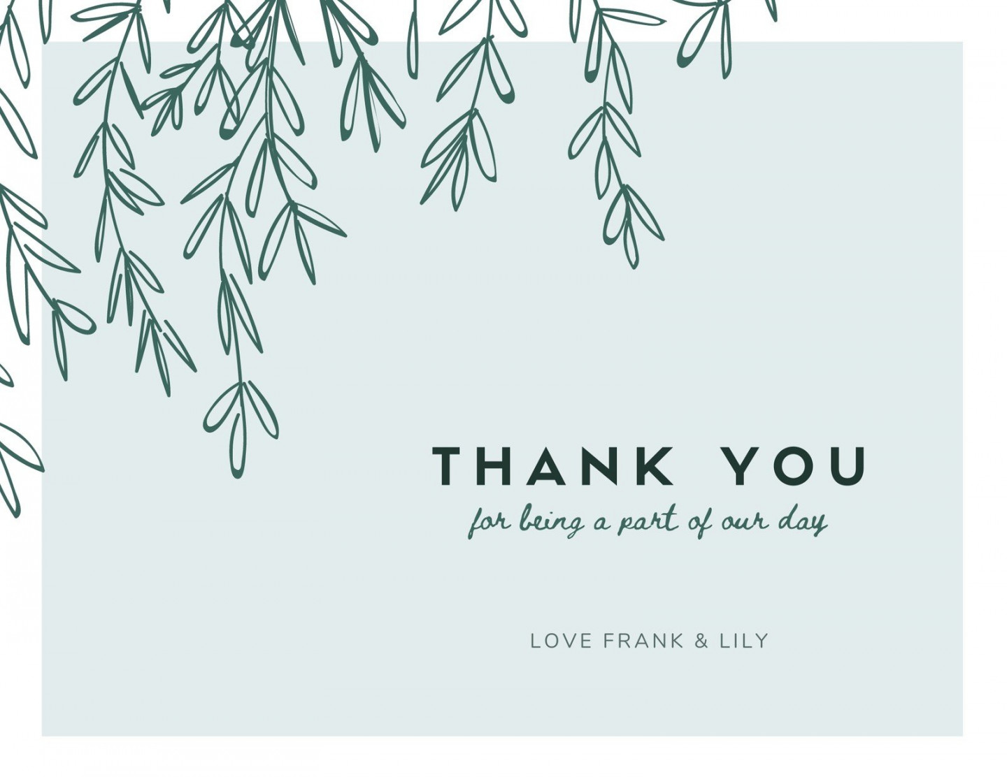 Green Vines Wedding Thank You Card - Templates by Canva