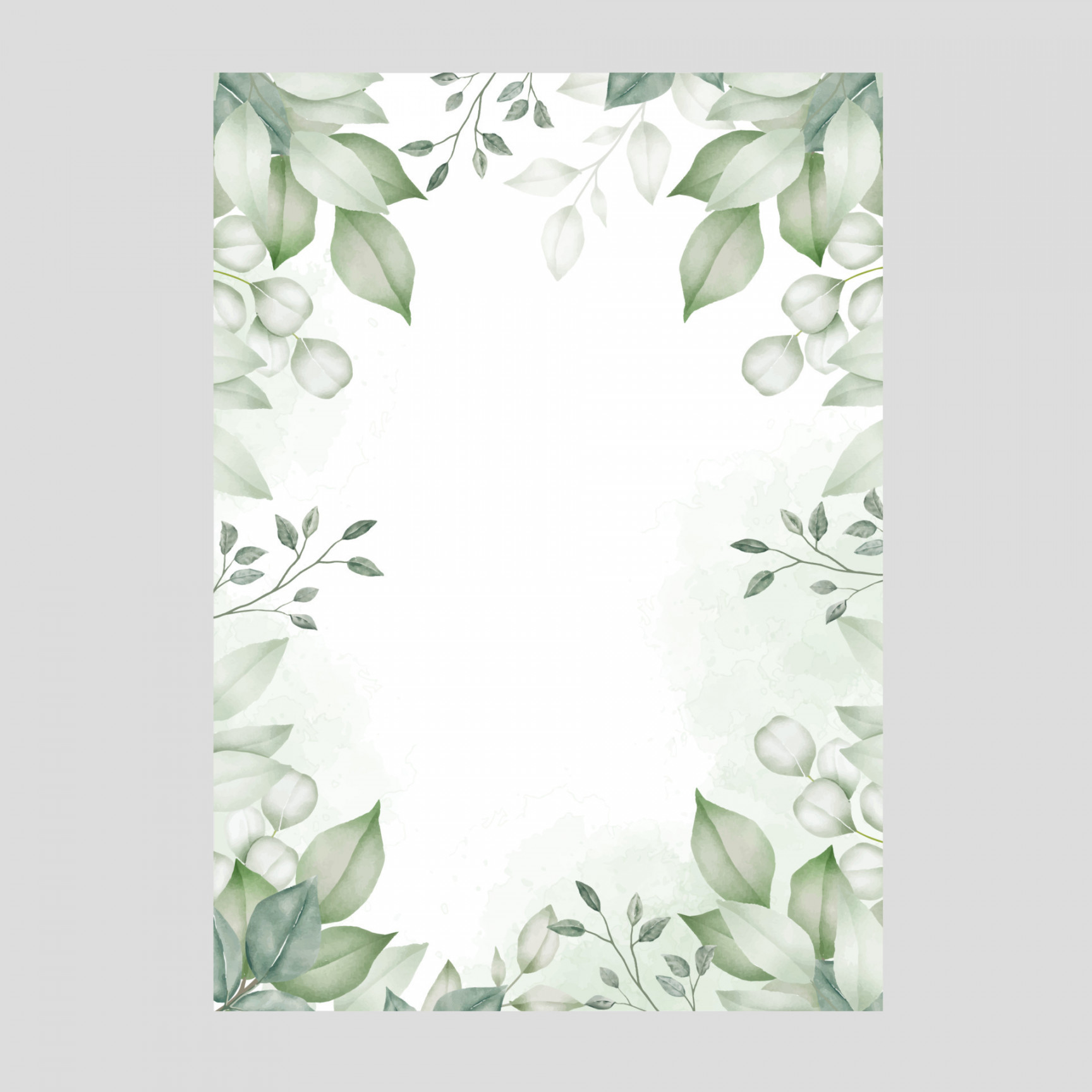 Greenery Floral Wedding Invitation Template  Vector Art at