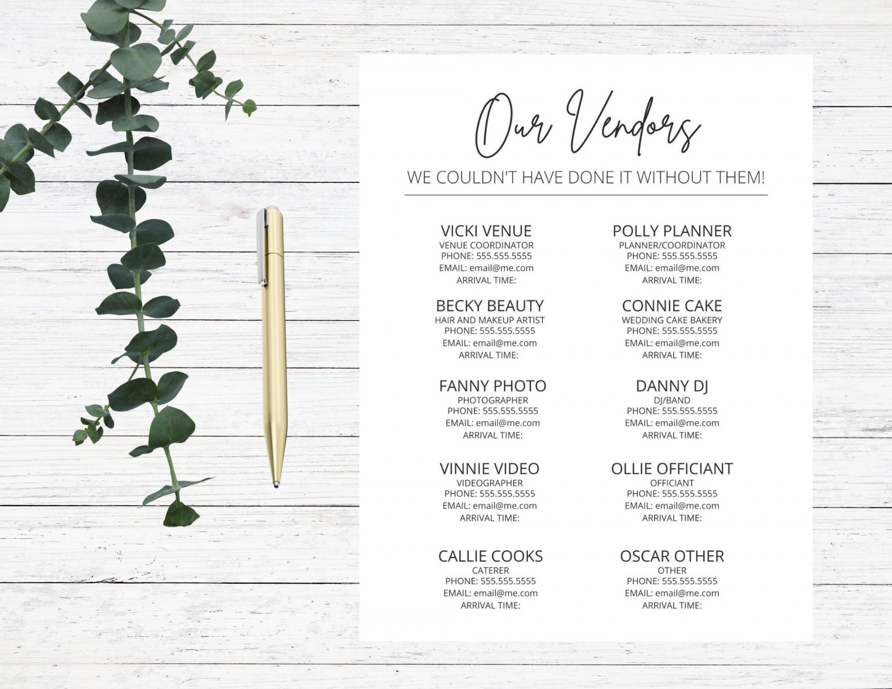 Hochzeit Vendor Organizer und Kontaktlisten Vorlage - Etsy