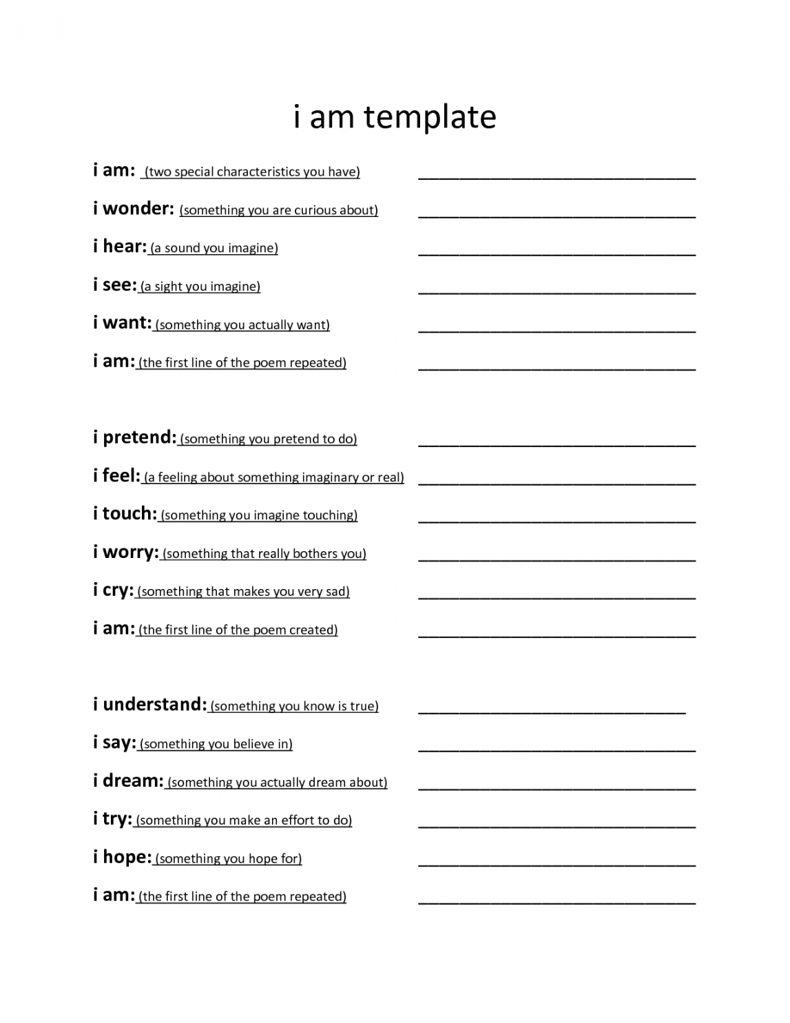 I am poem template  Poem template, I am poem, I am poem template