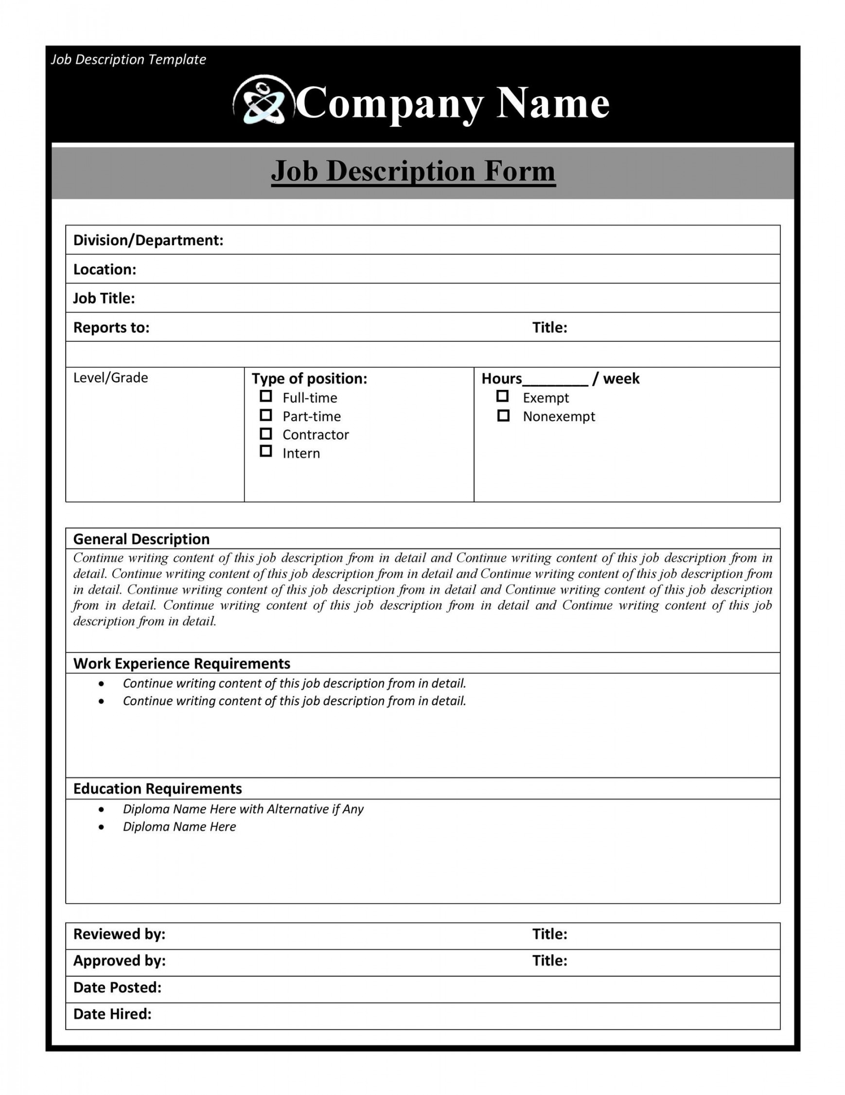 Job Description Templates & Examples ᐅ TemplateLab