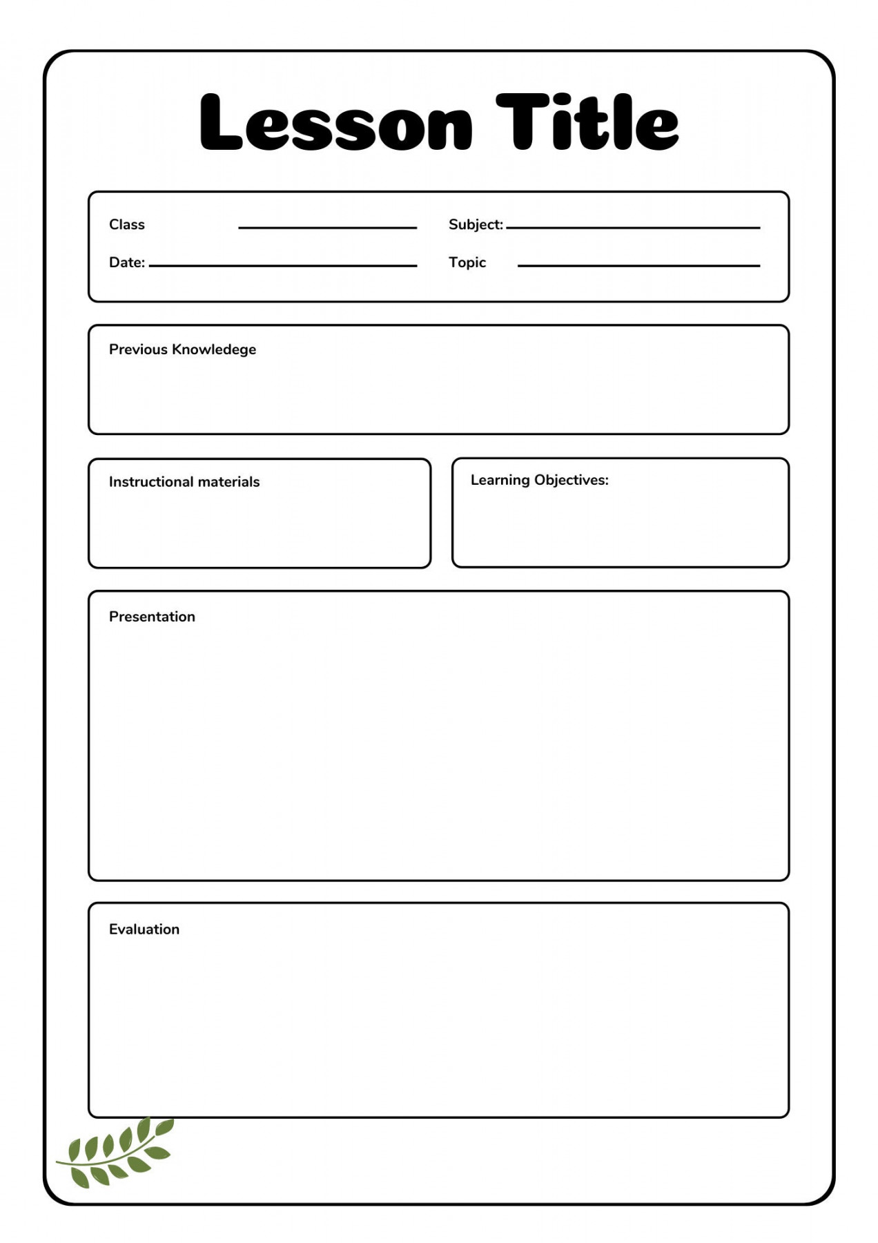 LESSON PLAN TEMPLATE Stundenplan Planer zum Ausdrucken - Etsy