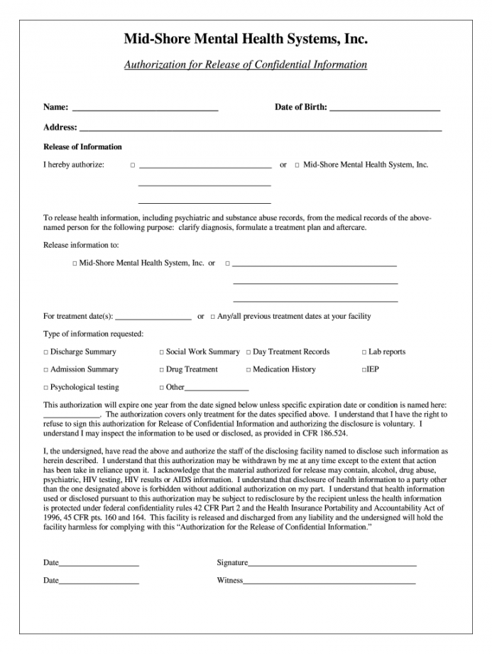 Mental Health Release Of Information Form Pdf - Fill Online