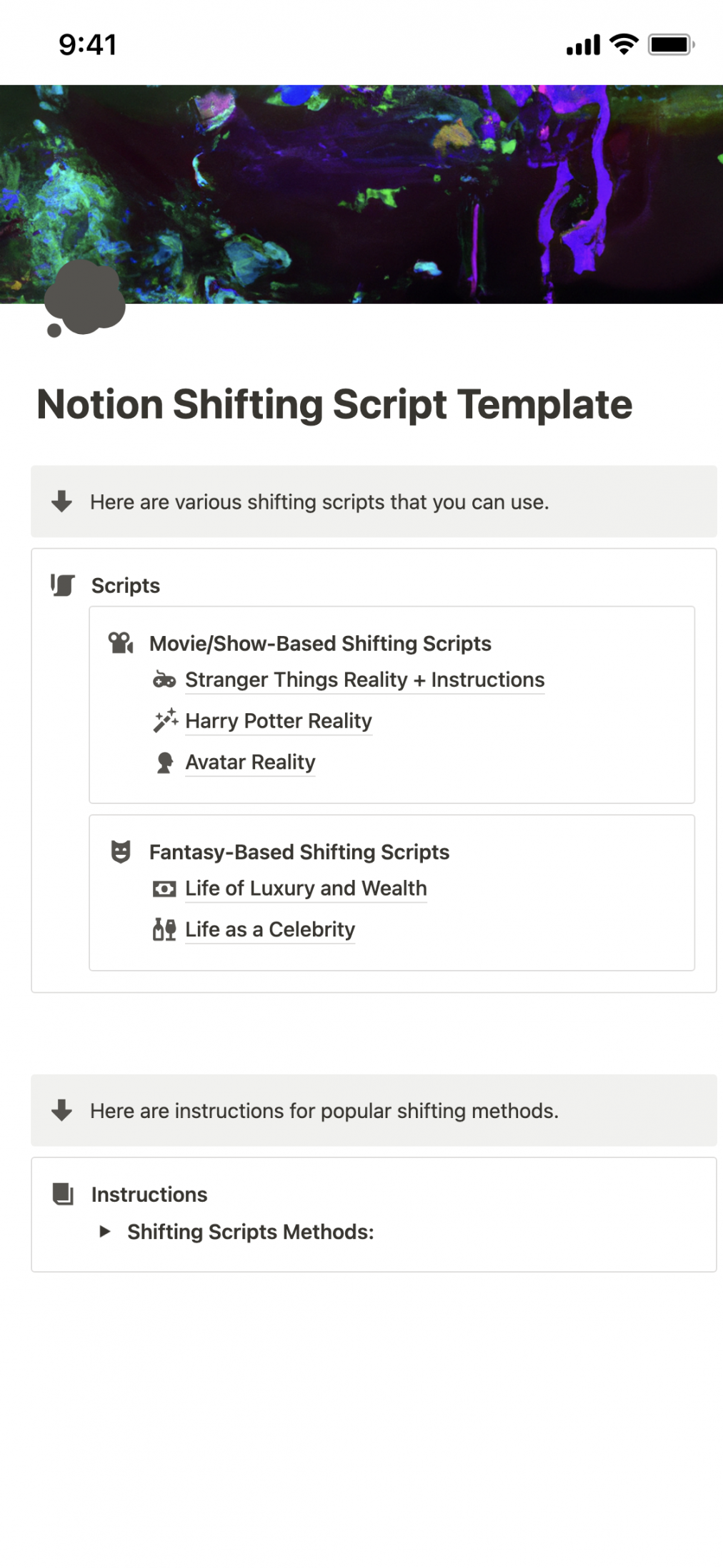 Notion Shifting Script Template  Notion-Vorlage