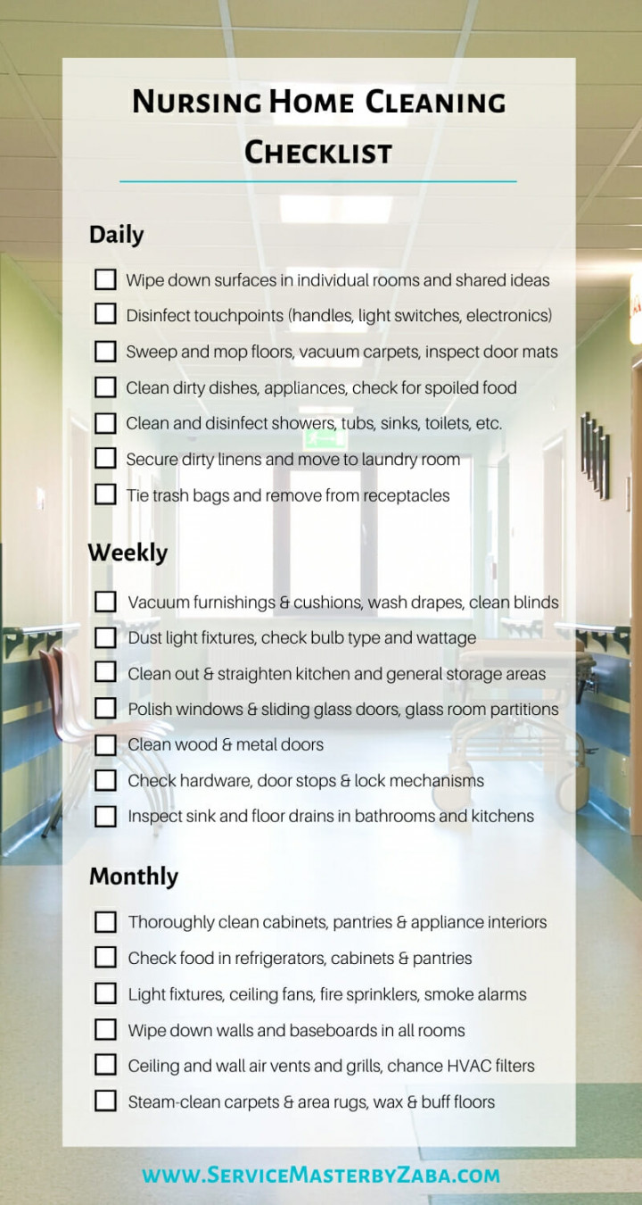 Nursing Home Cleaning Checklist (Daily, Weekly and Monthly Guidelines)