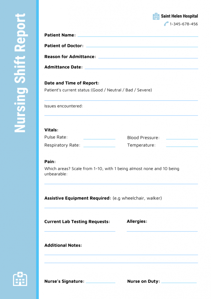 Nursing Shift Report Template