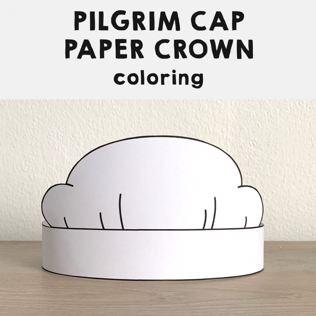 Pilgrim Hat Cap Paper Crown Printable Coloring Thanksgiving Craft