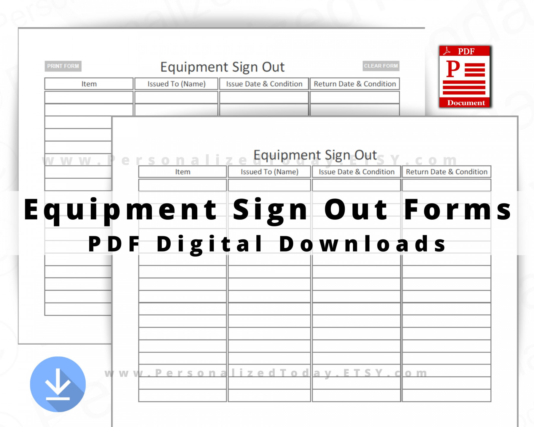 Printable Equipment Sign Out Sheet PDF Digital Download US - Etsy