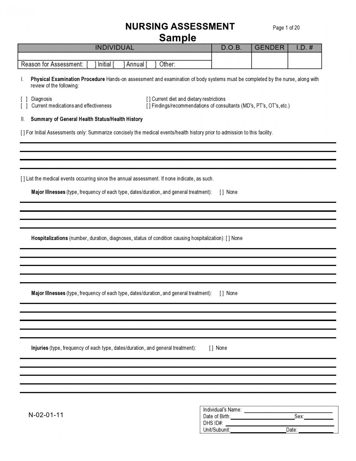 Printable Nursing Assessment Forms (+Examples)