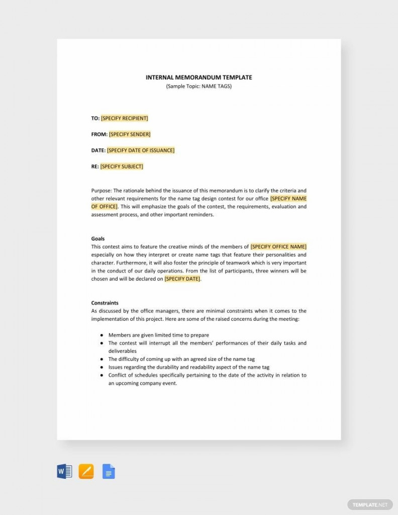 Simple Internal Memo Template - Download in Word, Google Docs