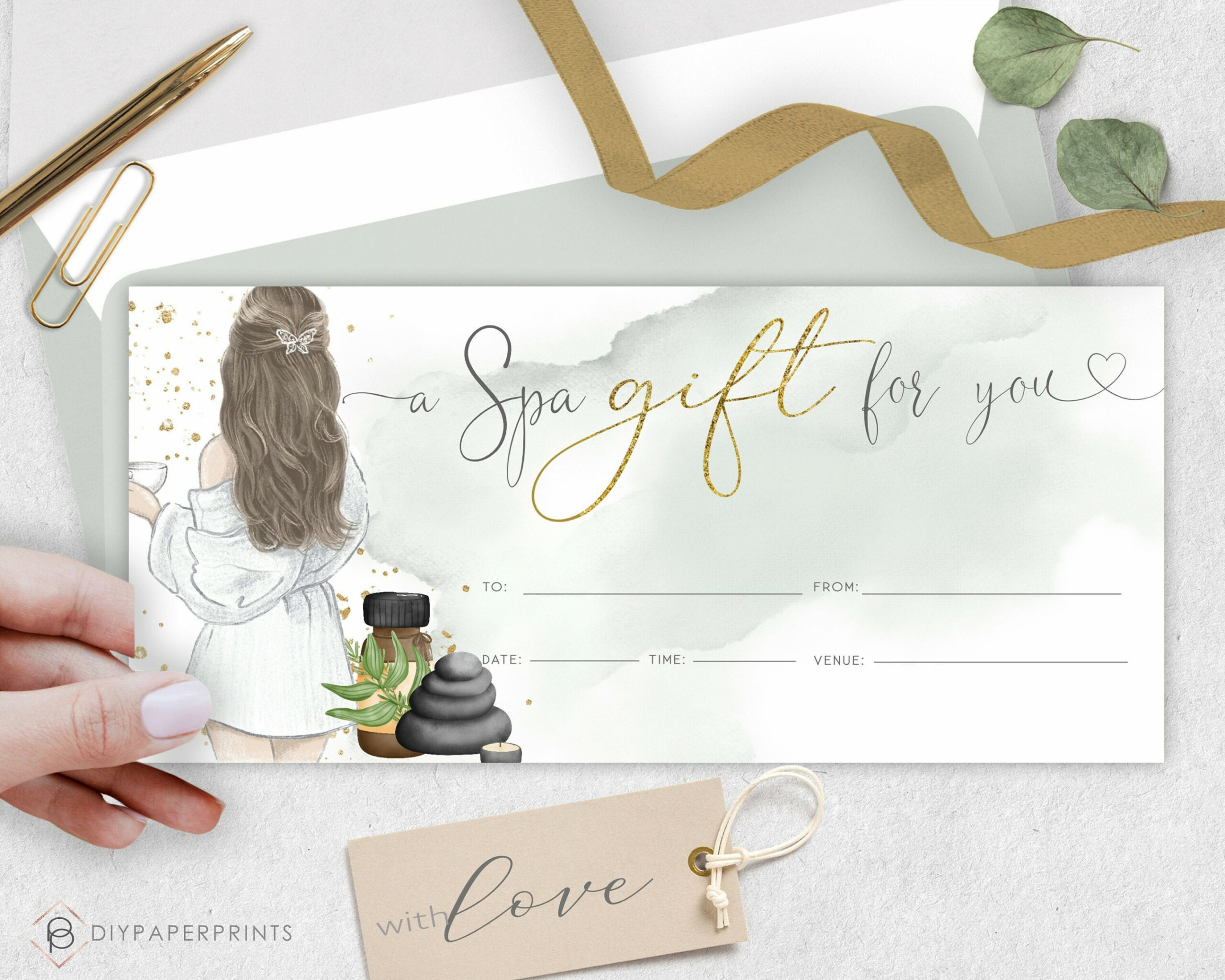 Spa Day Gift Voucher Certificate Template DIY Gift - Etsy