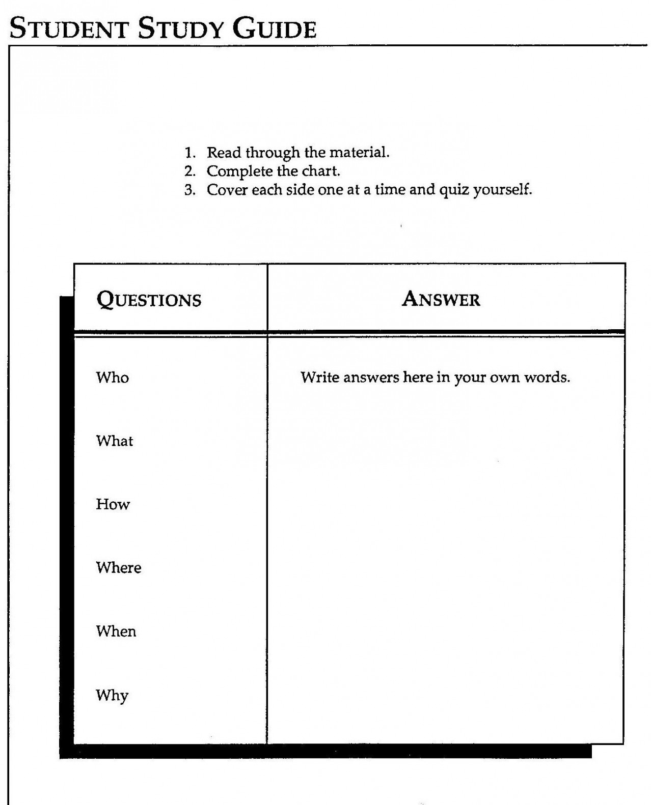 Study guide template, Study guide, Words